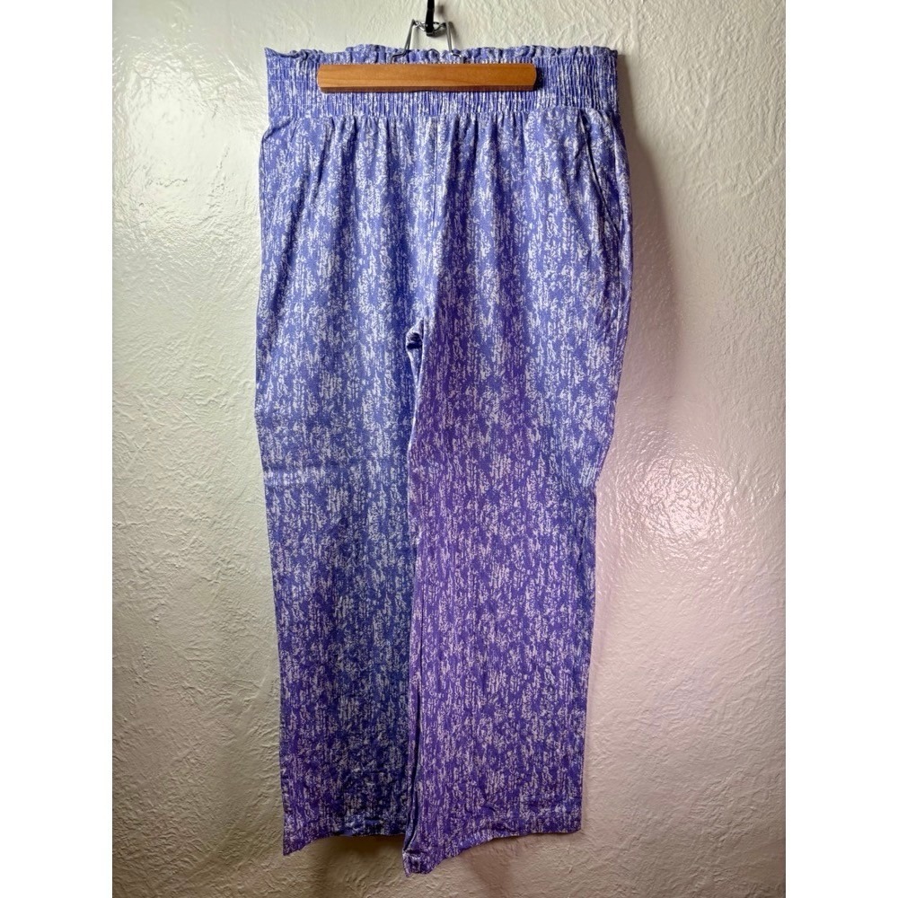 land 'n sea Wide Leg Pants Womens Medium Purple Linen Blend Coastal Resort Beach